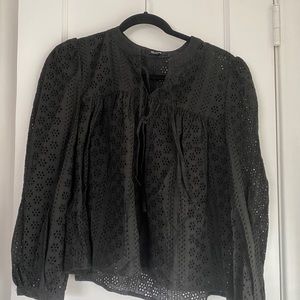 Black Madewell eyelet L/S blouse